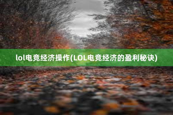 lol电竞经济操作(LOL电竞经济的盈利秘诀)