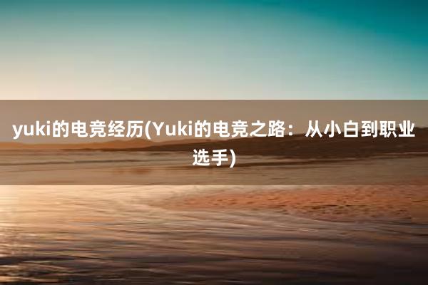 yuki的电竞经历(Yuki的电竞之路：从小白到职业选手)