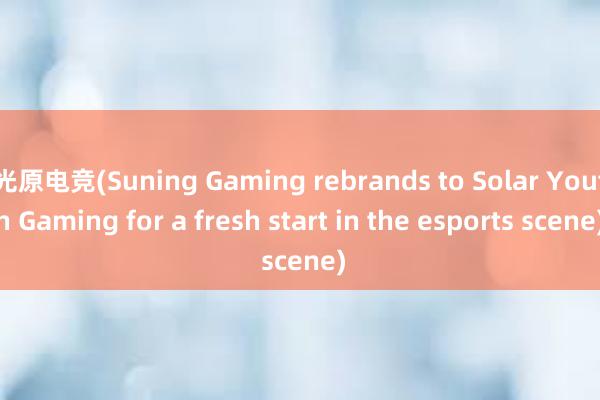 光原电竞(Suning Gaming rebrands to Solar Youth Gaming for a fresh start in the esports scene)