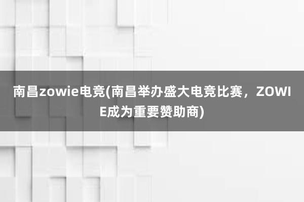 南昌zowie电竞(南昌举办盛大电竞比赛，ZOWIE成为重要赞助商)