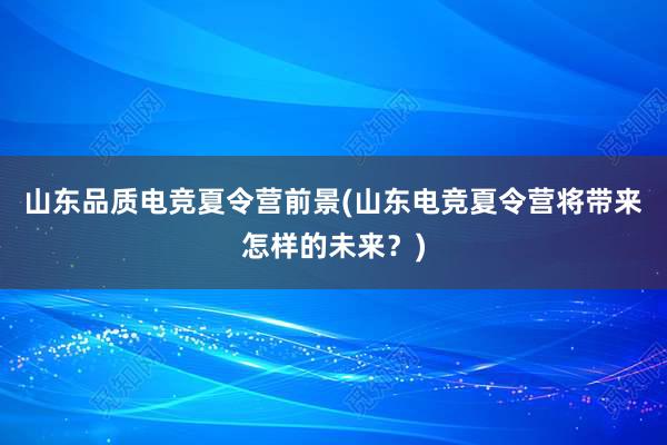 山东品质电竞夏令营前景(山东电竞夏令营将带来怎样的未来？)