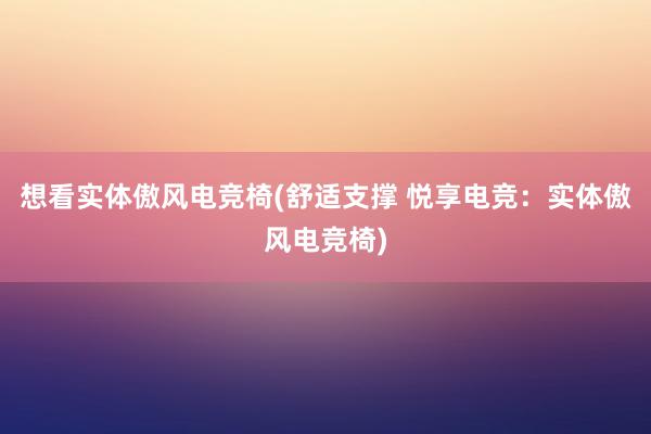 想看实体傲风电竞椅(舒适支撑 悦享电竞：实体傲风电竞椅)