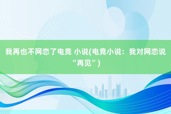 我再也不网恋了电竞 小说(电竞小说：我对网恋说“再见”)