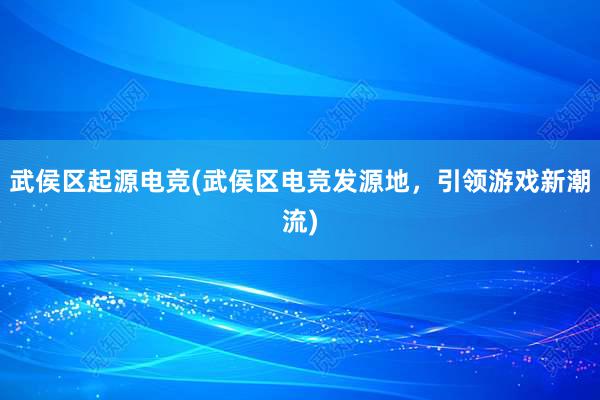 武侯区起源电竞(武侯区电竞发源地，引领游戏新潮流)