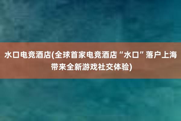 水口电竞酒店(全球首家电竞酒店“水口”落户上海 带来全新游戏社交体验)