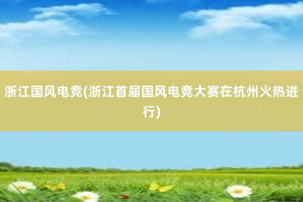 浙江国风电竞(浙江首届国风电竞大赛在杭州火热进行)