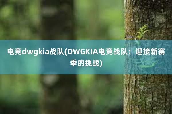 电竞dwgkia战队(DWGKIA电竞战队：迎接新赛季的挑战)