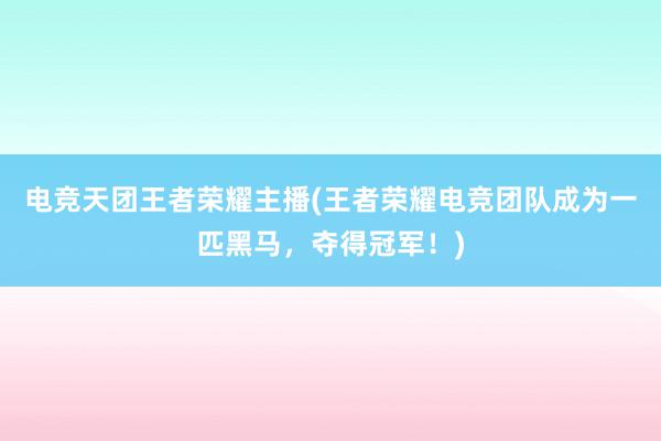 电竞天团王者荣耀主播(王者荣耀电竞团队成为一匹黑马，夺得冠军！)