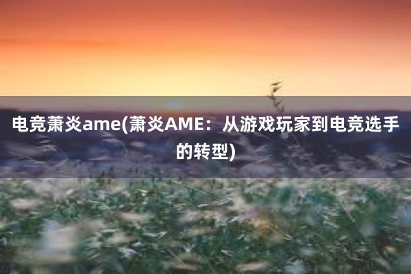 电竞萧炎ame(萧炎AME：从游戏玩家到电竞选手的转型)