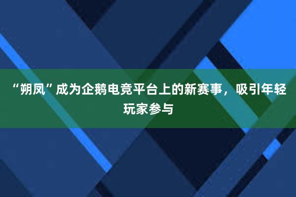 “朔凤”成为企鹅电竞平台上的新赛事，吸引年轻玩家参与