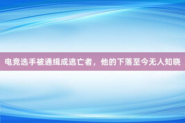 电竞选手被通缉成逃亡者，他的下落至今无人知晓